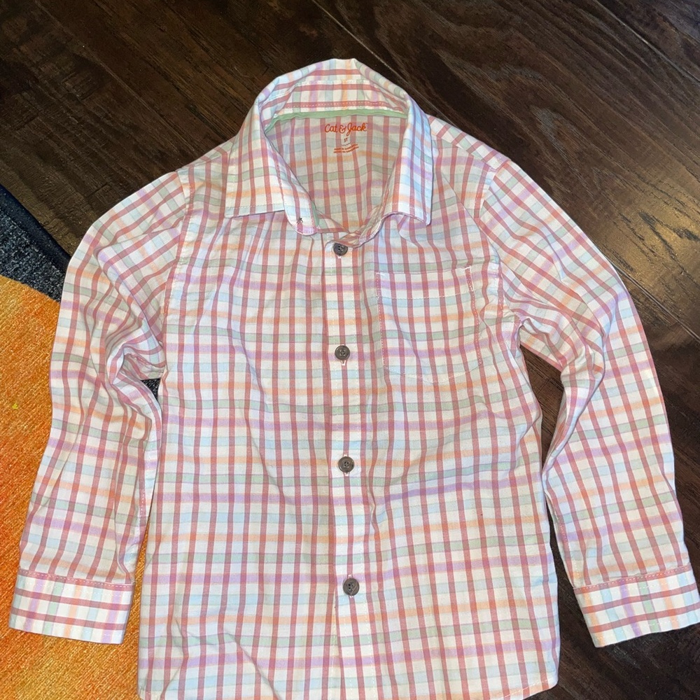 Kids Plaid Shirt - Pink and White